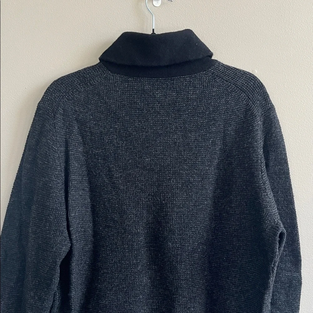 J Crew black pullover wool shawl collar sweater size large